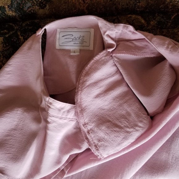 Rare, silk, vintage 90s, round neck, cut-out, dressy blouse, L, M, Zacks - Picture 4 of 6